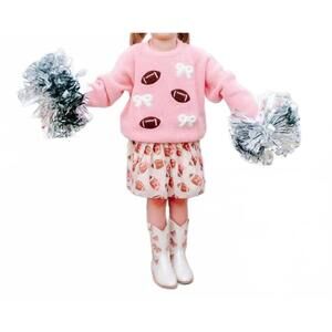 NEW SWEET WINK coquette football patch sweater in pink